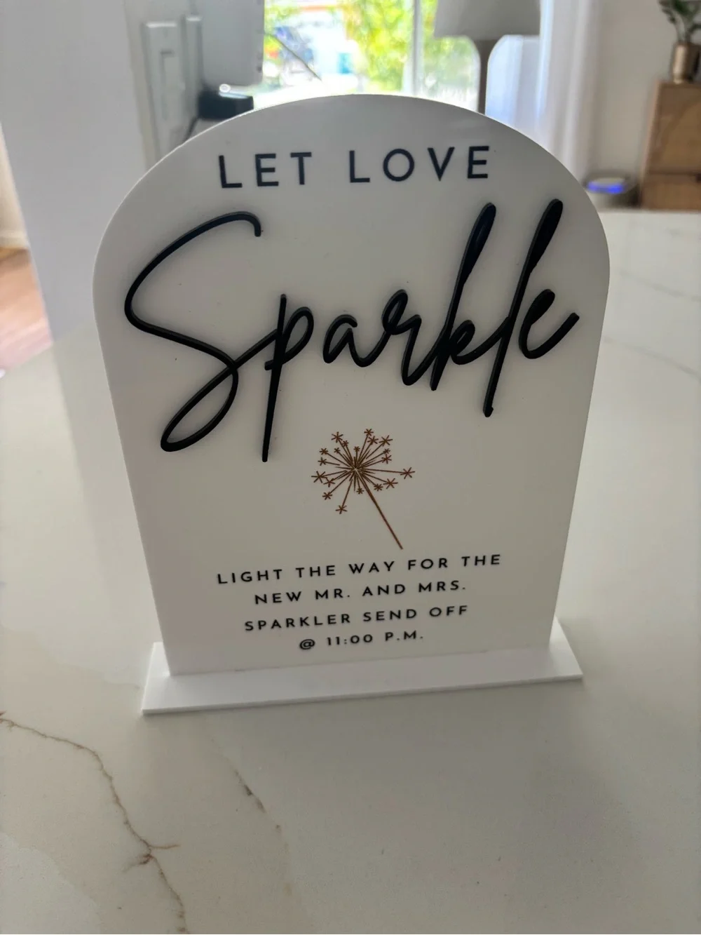 Let Love Sparkle Wedding Sign - White with Black & Gold Accents